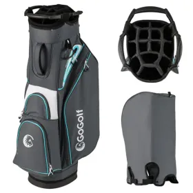 14-Way Golf Cart Bag - 6 Zippered Pockets+Cooler Pocket, Waterproof Zippers, Gray+Blue (Option: Defaulttitle)