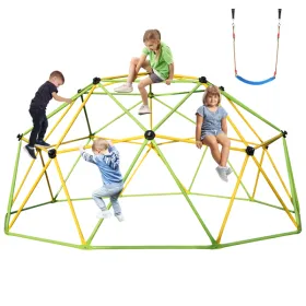 10FT Climbing Dome For Kids Jungle Gym Apply To Park Dome Climber With Swing Playground Equipment,Green (Option: Defaulttitle)