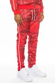 Weiv Paisley Bandana Print Track Pants (Color: Red, size: 2XL)