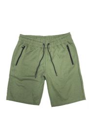 COTTON BLEND LOUNGE SWEAT SHORTS (Color: Olive, size: L)