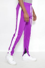 SLIM FIT SINGLE STRIPE TRACK PANT (Color: PURPLE WHITE, size: 3XL)