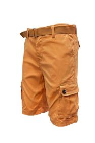 Weiv Mens Belted Cargo Shorts Pockets and Belt (Color: RUST, size: 32)